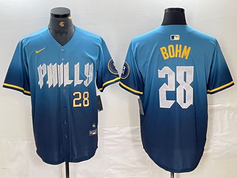 Men Philadelphia Phillies #28 Bohm Blue City Edition Nike 2024 MLB Jersey style 4